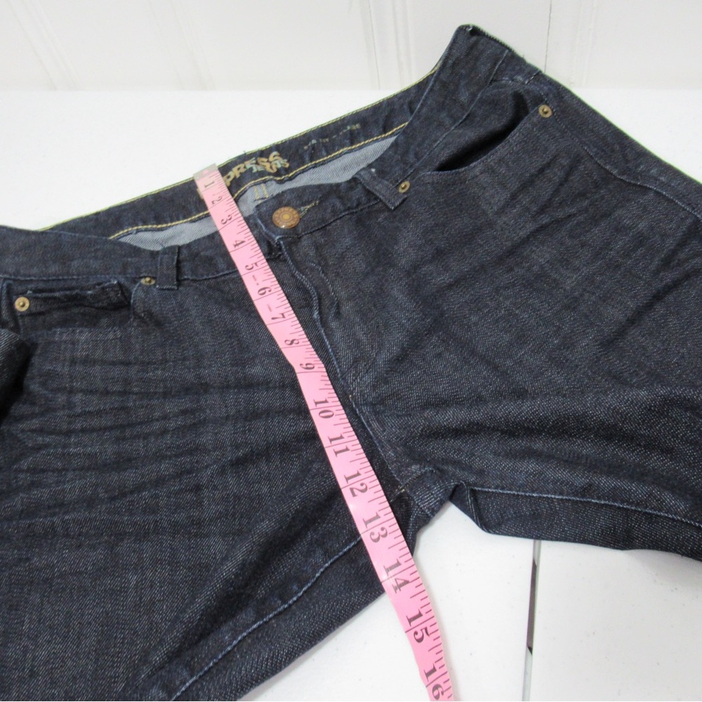 Express Dark Wash Eva Fit & Flare Wide-Leg Denim Jeans Size 10 Short - Picture 13 of 17